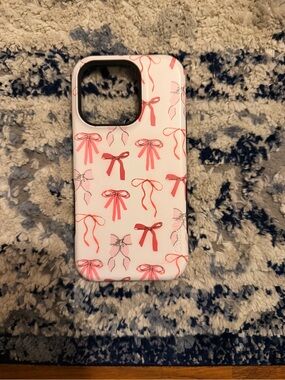 Casely- Pink Bow Pattern Phone Case - White & Pink